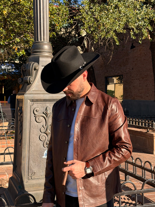 Scully Men’s Chocolate Leather Western Shirt Jacket