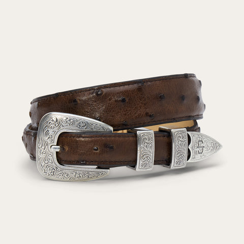 Stetson Men’s Genuine Ostrich Tapered Belt – Mocha Brown Last Rodeo Western Wear & Hat Bar