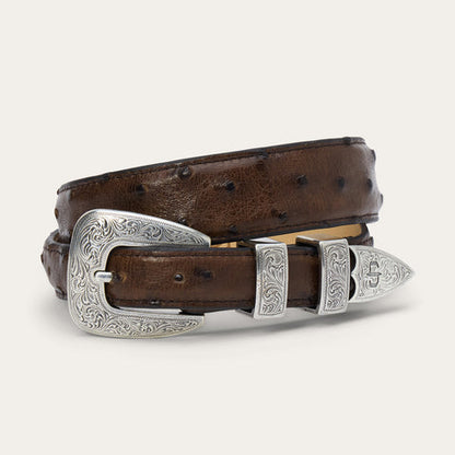 Stetson Men’s Genuine Ostrich Tapered Belt – Mocha Brown Last Rodeo Western Wear & Hat Bar
