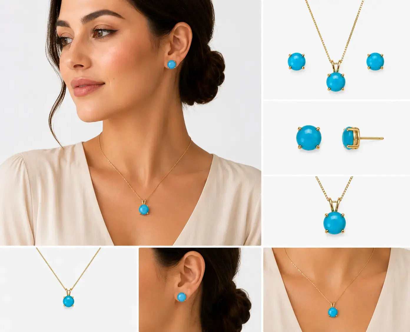 Elegant turquoise necklace and earrings set