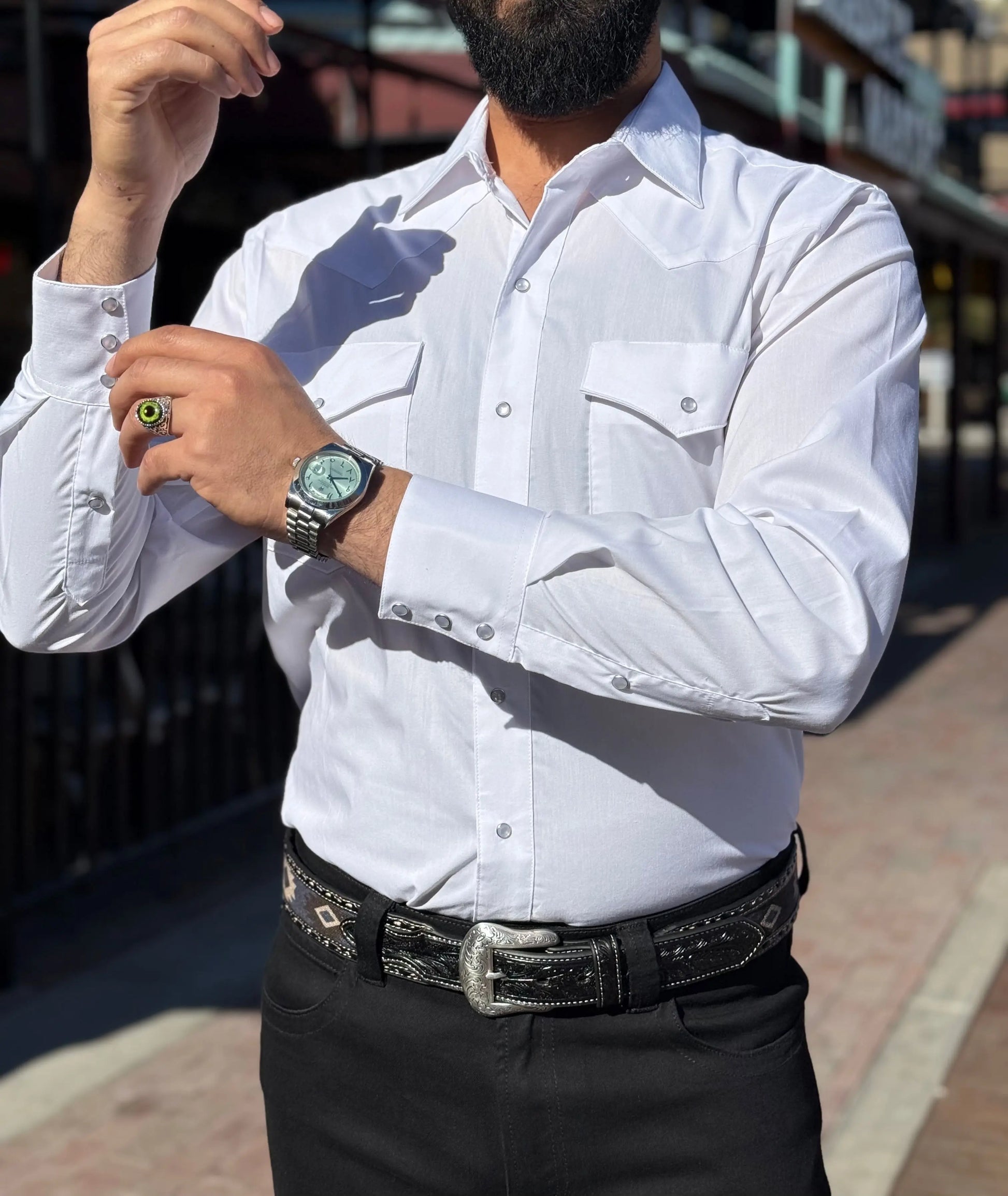 Men's Classic White Western Pearl Snap Shirt Last Rodeo Western Wear & Hat Bar