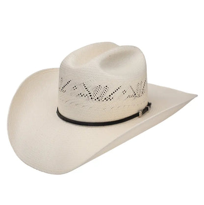 Resistol George Strait 20X Straw Cowboy Hat Custom Ostrich Band Front View – Buy Online at Last Rodeo