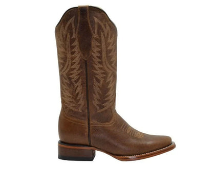 Classic Brown Leather Western Boots Square Toe