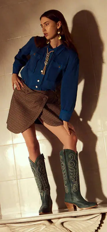 Teal Embroidered Tall Western Boots Last Rodeo Western Wear & Hat Bar