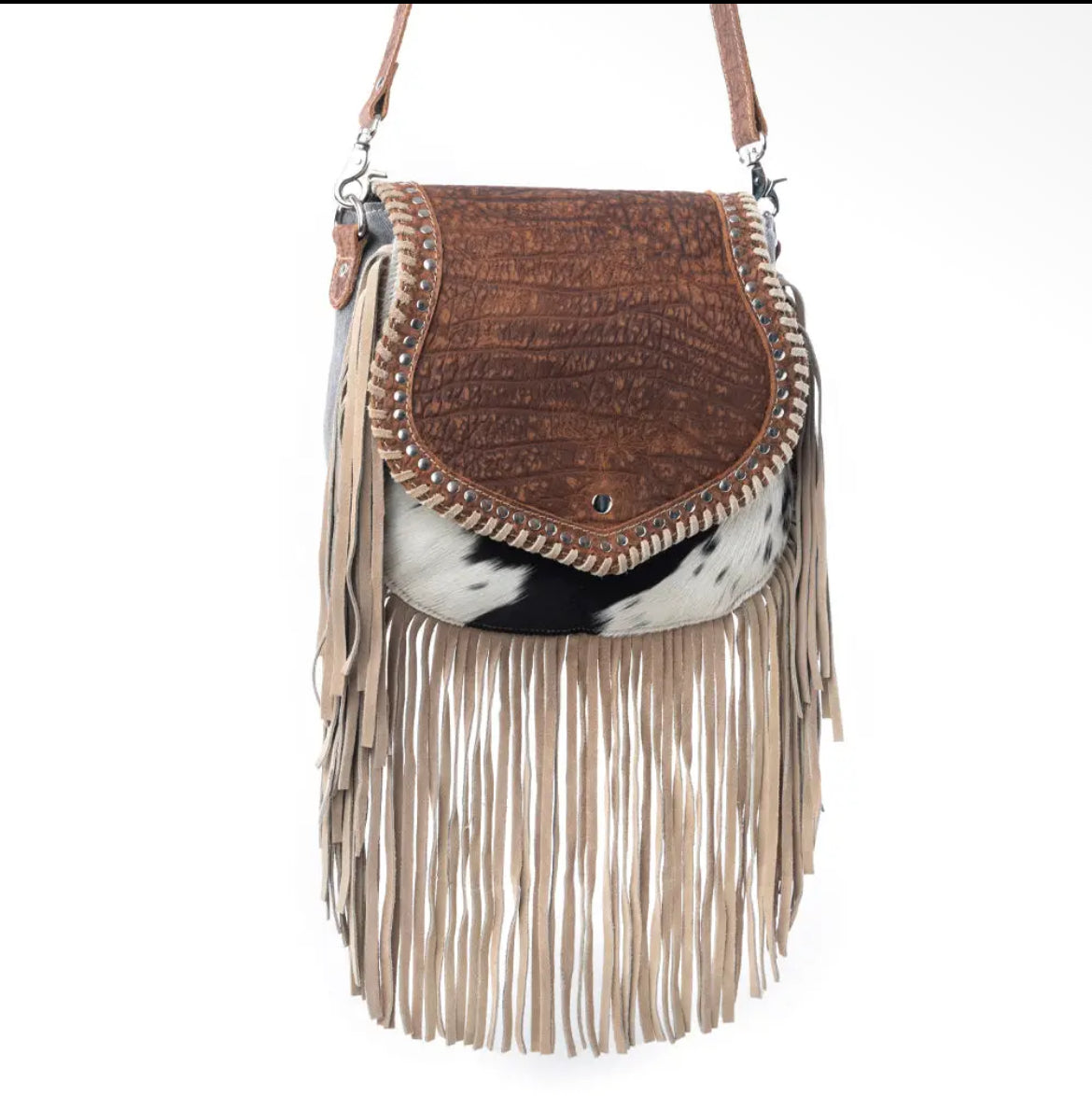 Myra Bag Western Cowhide Fringe Crossbody Bag – Brown Last Rodeo Western Wear & Hat Bar