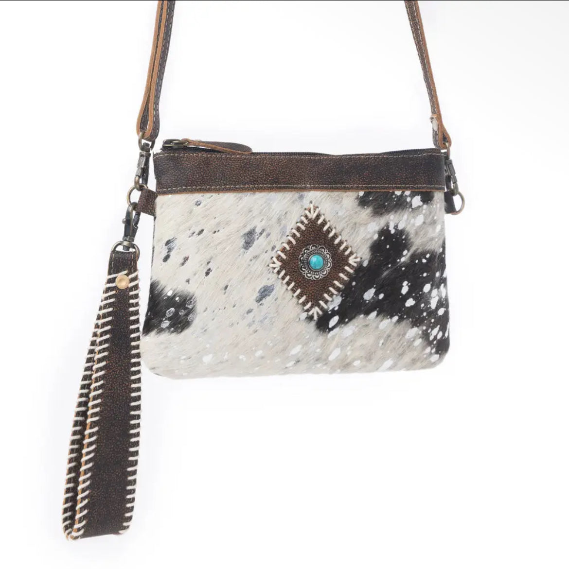 Myra Bag Cowhide Western Crossbody & Wristlet Bag – Black & White Last Rodeo Western Wear & Hat Bar