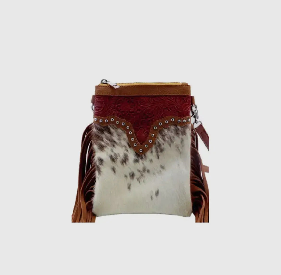 Frontier Cowhide Fringe Crossbody Pouch Last Rodeo Western Wear & Hat Bar