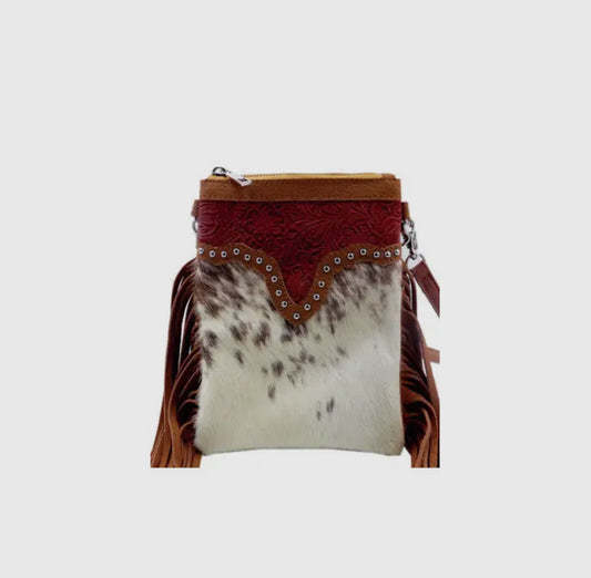 Frontier Cowhide Fringe Crossbody Pouch