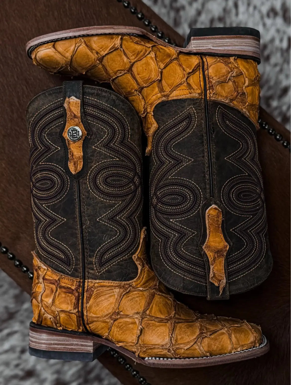 Exotic Fish Skin Square Toe Cowboy Boot Last Rodeo Western Wear & Hat Bar