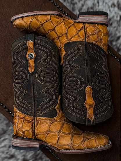 Exotic Fish Skin Square Toe Cowboy Boot Last Rodeo Western Wear & Hat Bar