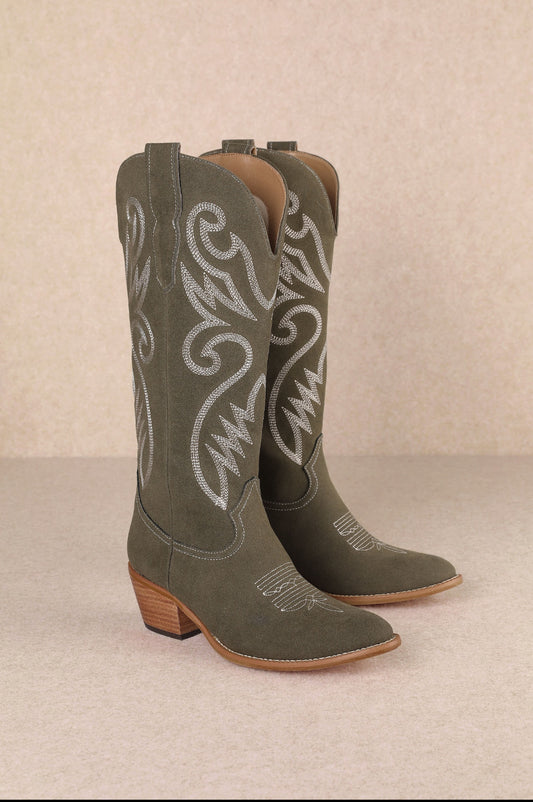 Cactus Creek Olive Suede Boots