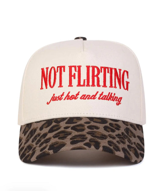Not Flirting, Just Hot and Talking” Leopard Trucker Hat | Viral Cowgirl Hat Last Rodeo Western Wear & Hat Bar