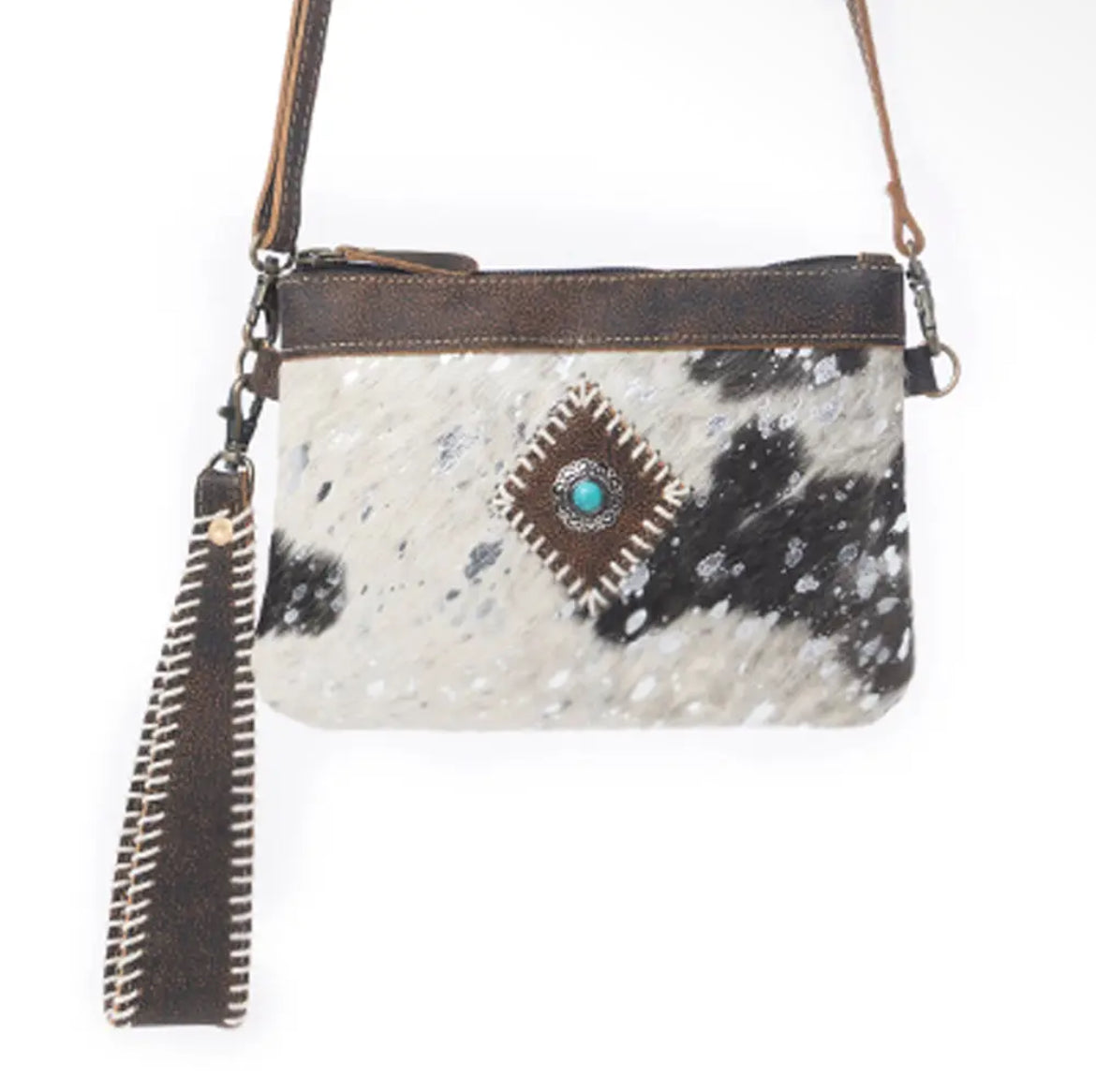 Myra Bag Cowhide Western Crossbody & Wristlet Bag – Black & White Last Rodeo Western Wear & Hat Bar