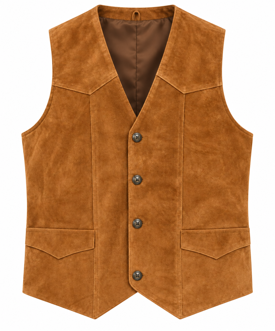Men’s Tobacco Suede Leather Western Vest