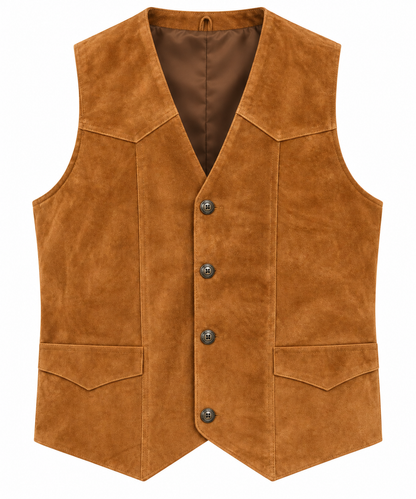 Men’s Tobacco Suede Leather Western Vest