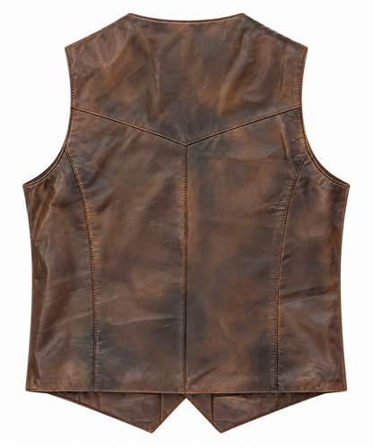 Men’s Distressed Brown Leather Western Vest