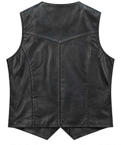 Men’s Black Leather Western Cowboy Vest