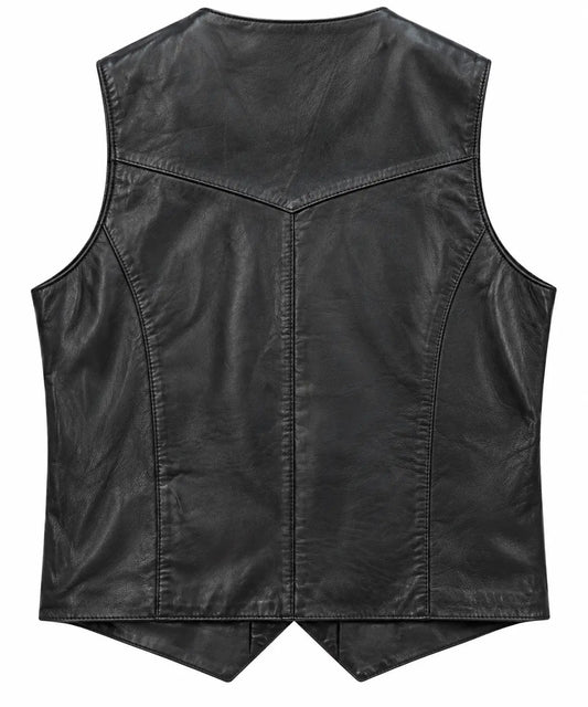 Men’s Black Leather Western Cowboy Vest Last Rodeo Western Wear & Hat Bar