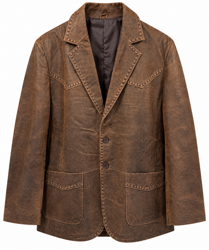 Men’s Lightweight Lambskin Leather Western Wedding Blazer