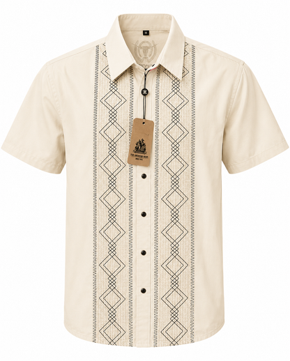 Men's Cream Western Short Sleeve Shirt with Diamond Embroidery – The American West The American West