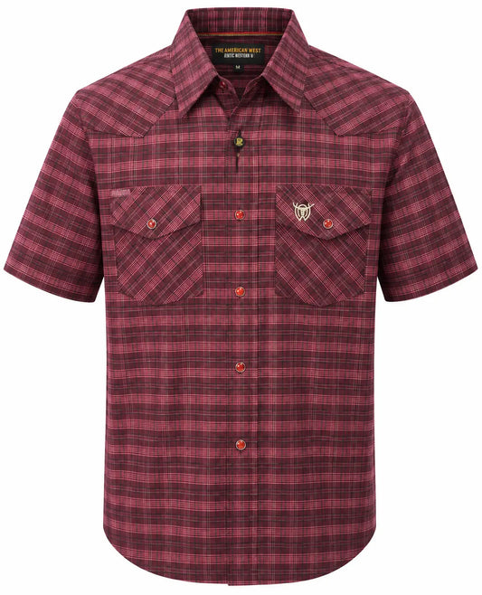 Men's Burgundy Printed Half Sleeve Western Shirt – The American West The American West