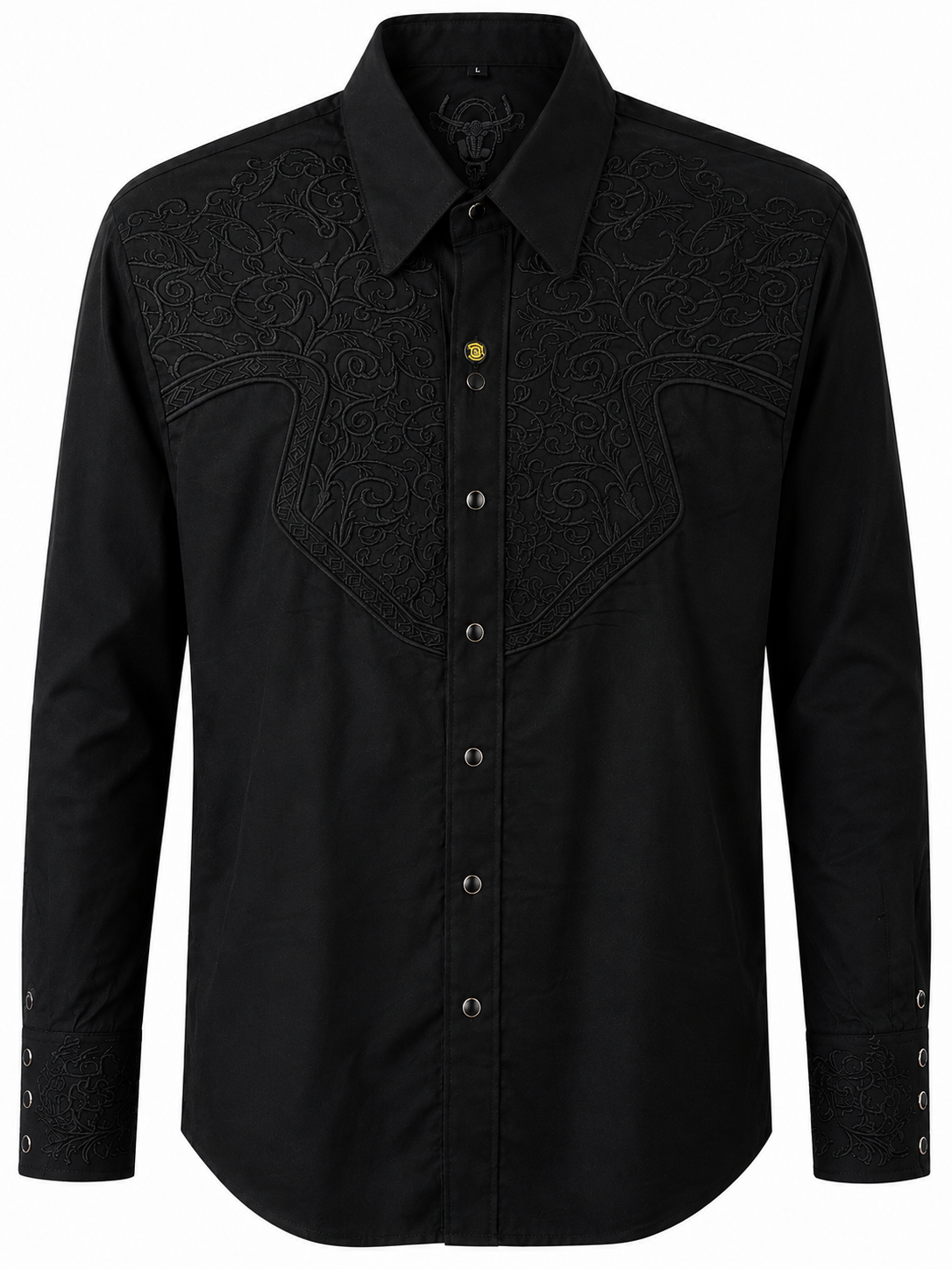Men's Black Tonal Embroidered Long Sleeve Western Shirt The American West