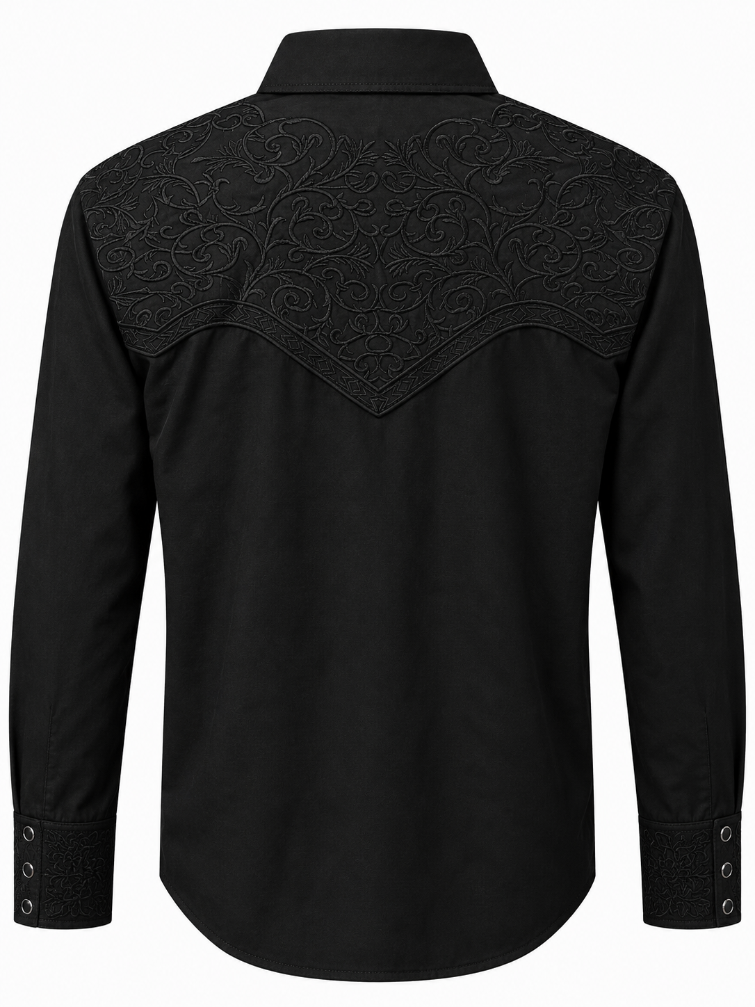 Men's Black Tonal Embroidered Long Sleeve Western Shirt The American West