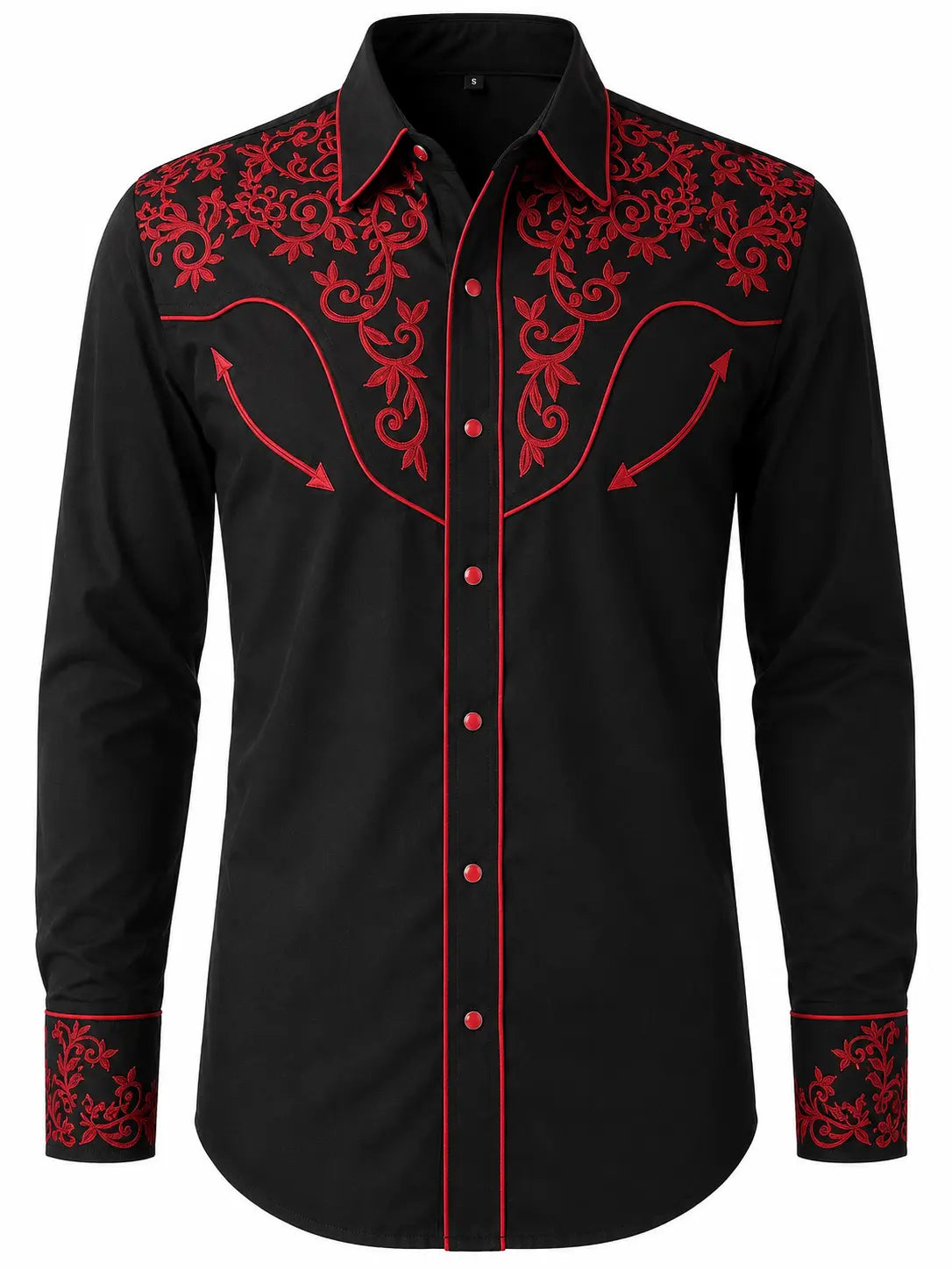Men’s Black & Red Embroidered Western Shirt Last Rodeo Western Wear & Hat Bar