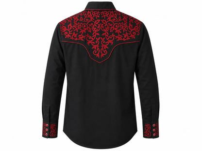 Men’s Black & Red Embroidered Western Shirt Last Rodeo Western Wear & Hat Bar