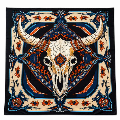 Navy Longhorn Silk Western Scarf Last Rodeo