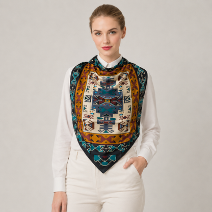 Southwestern Geometric Silk Western Scarf Last Rodeo