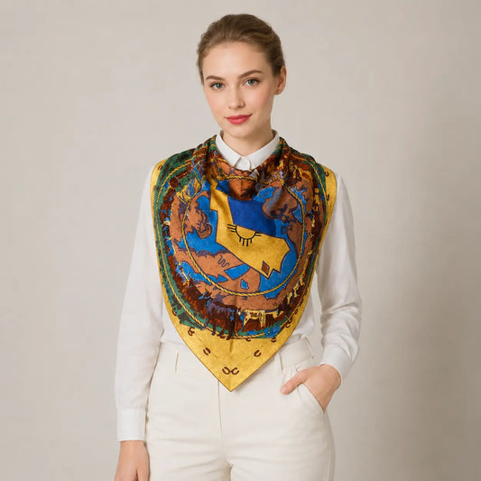 Gold Ranch Lasso Silk Western Scarf Last Rodeo