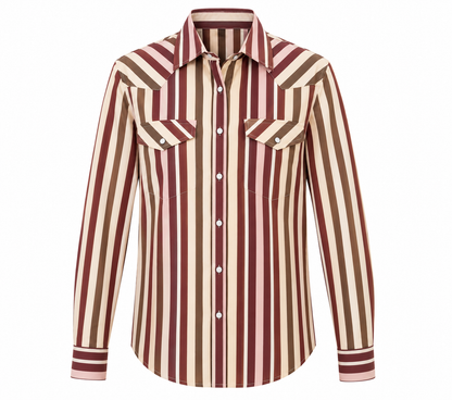 Kimes Ranch Women’s Kai Long Sleeve Western Shirt – Maroon Stripe Last Rodeo Western Wear & Hat Bar