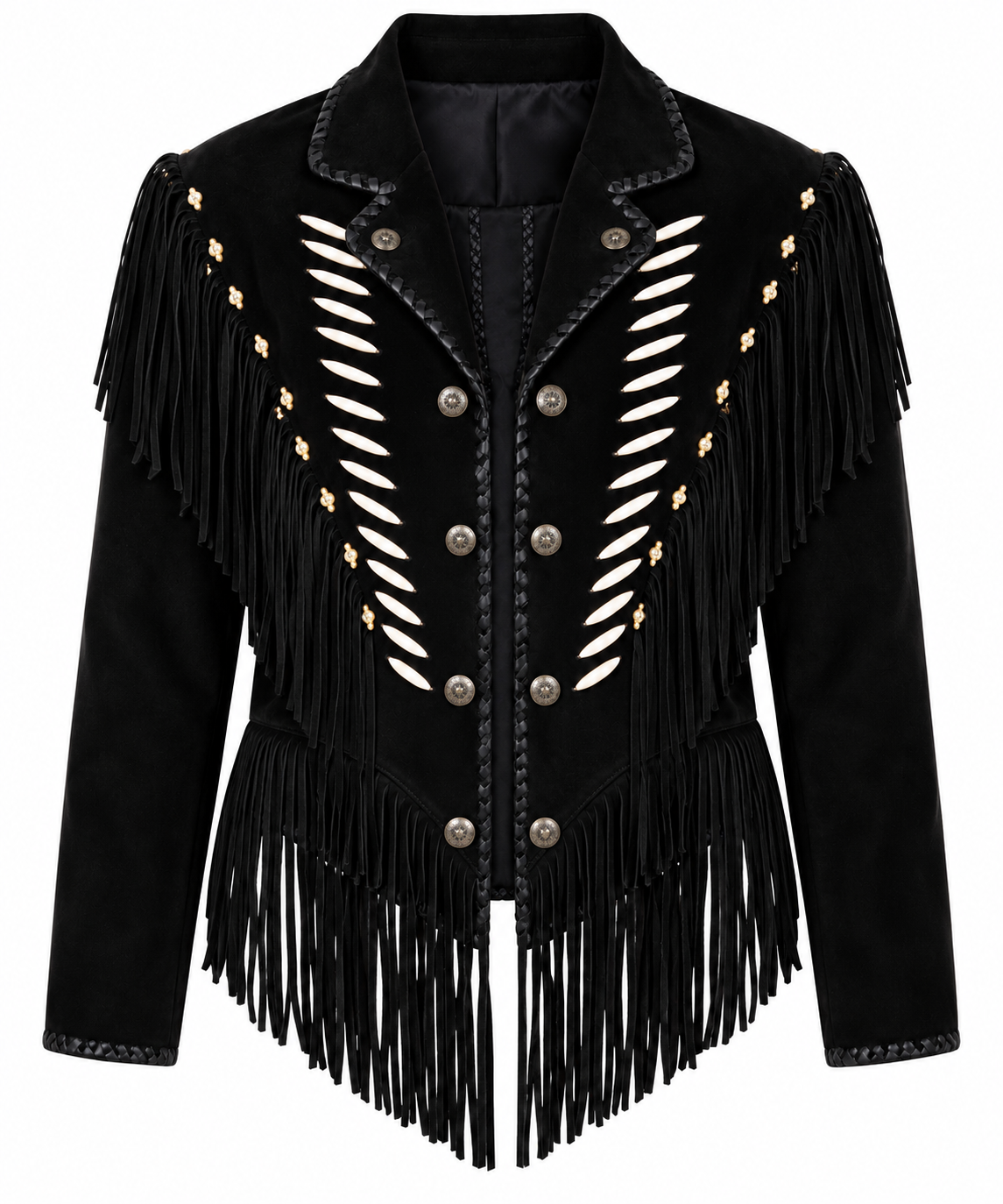 Women’s Black Cowhide Suede Fringe Western Jacket Liberty Wear Apparel