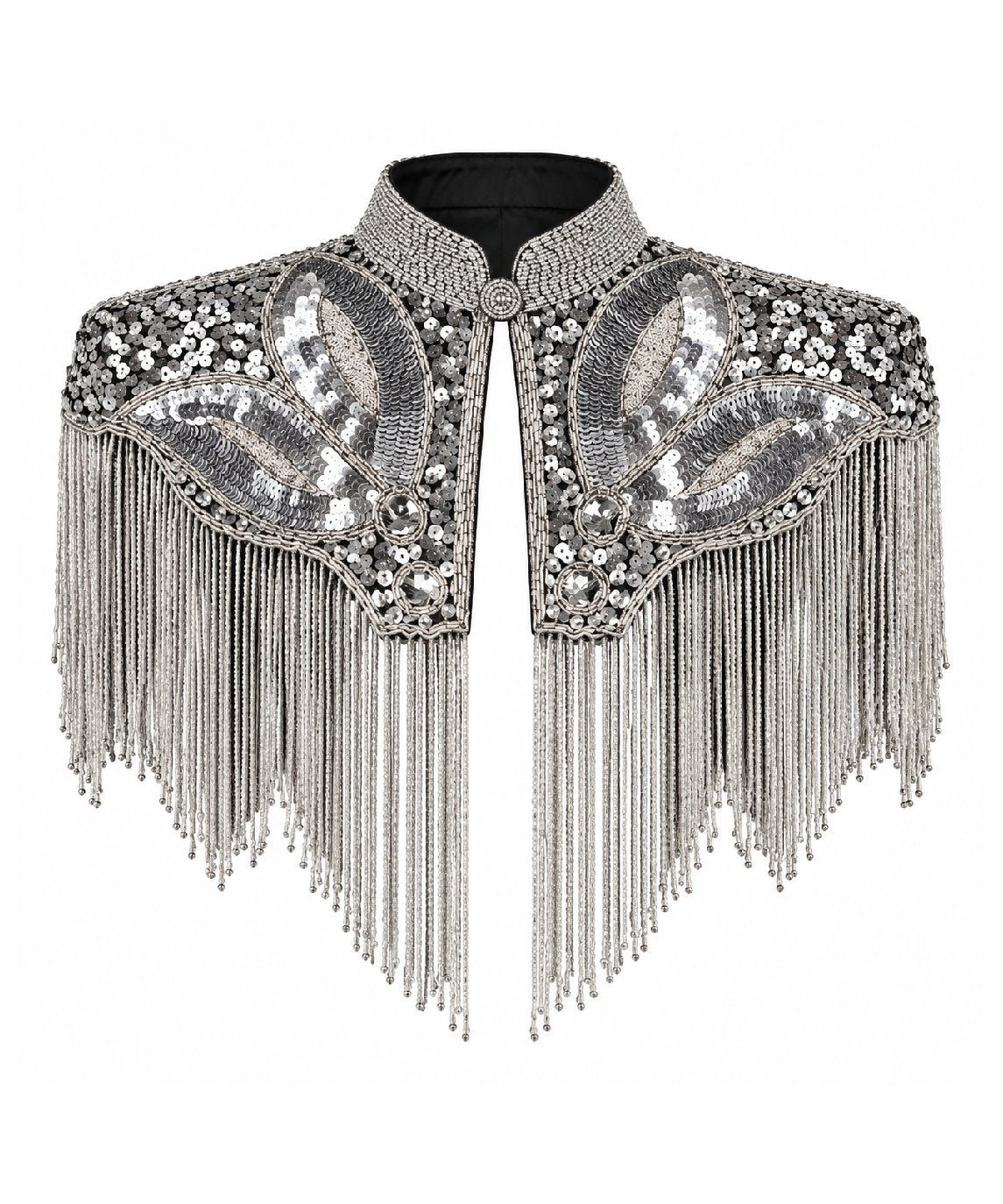 Women’s Silver Sequin Beaded Fringe Western Cape Western Fashion
