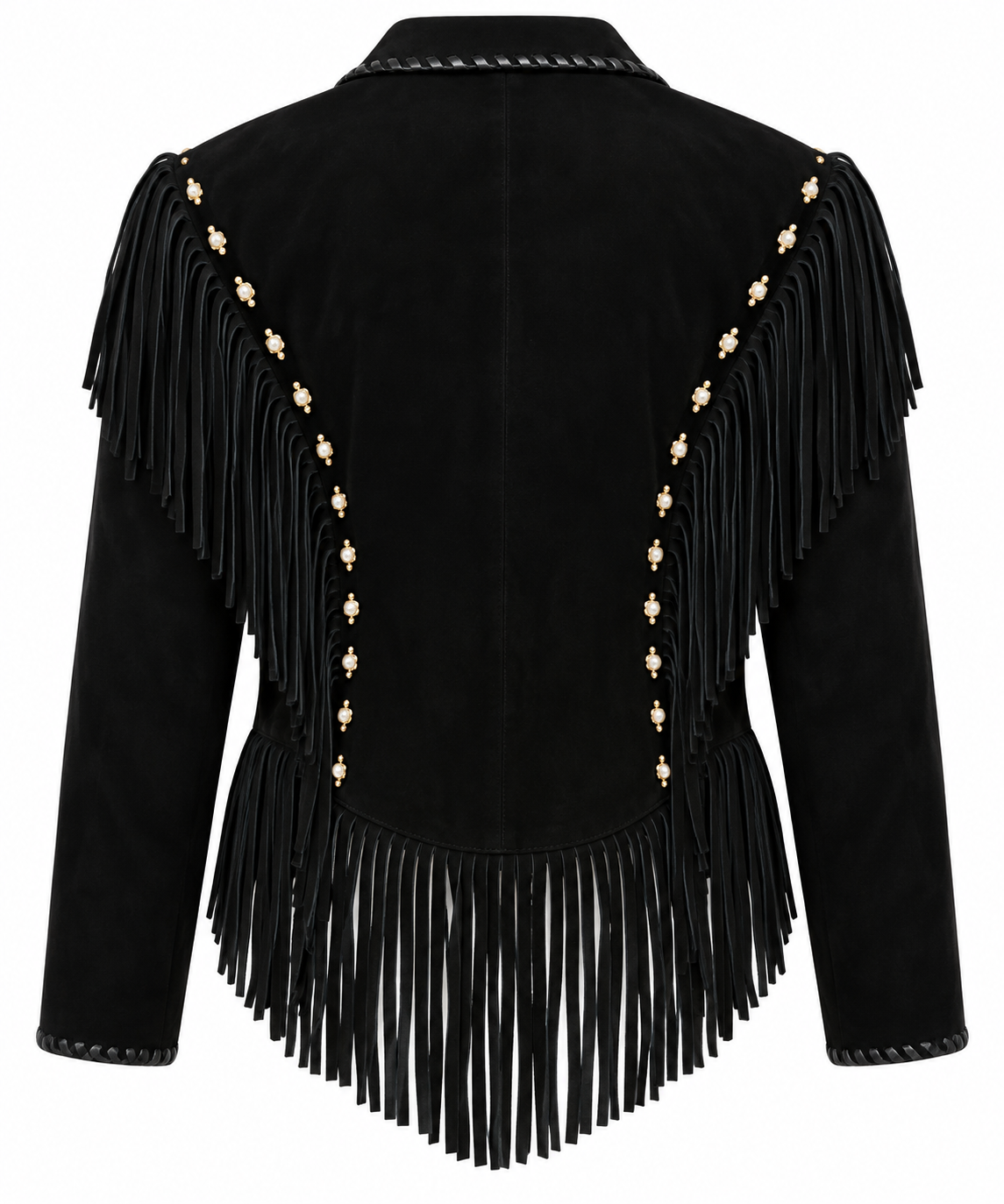 Women’s Black Cowhide Suede Fringe Western Jacket Liberty Wear Apparel