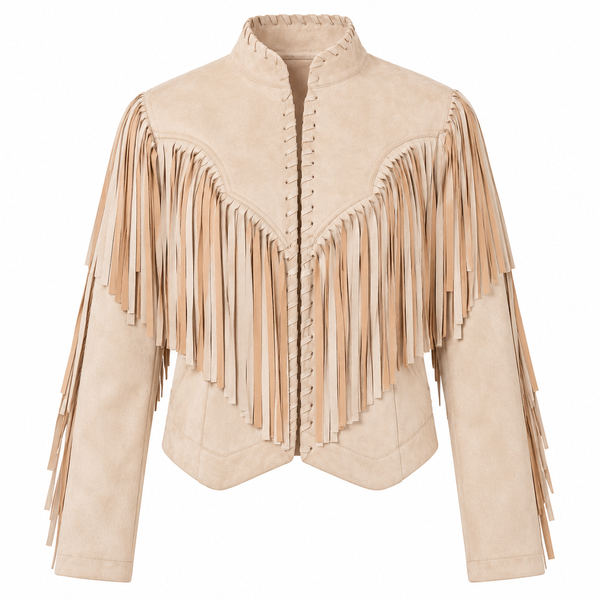 Women’s Cream Suede Fringe Western Jacket W.A.Y. --Wonderful And Young