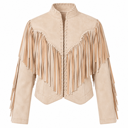 Women’s Cream Suede Fringe Western Jacket W.A.Y. --Wonderful And Young