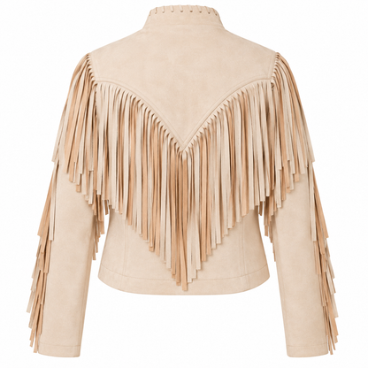 Women’s Cream Suede Fringe Western Jacket W.A.Y. --Wonderful And Young
