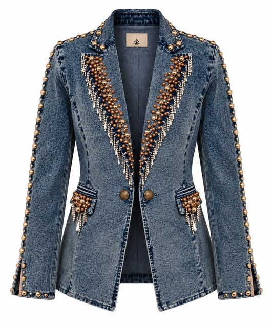Women’s Western Rhinestone & Studded Denim Jacket Last Rodeo Western Wear & Hat Bar