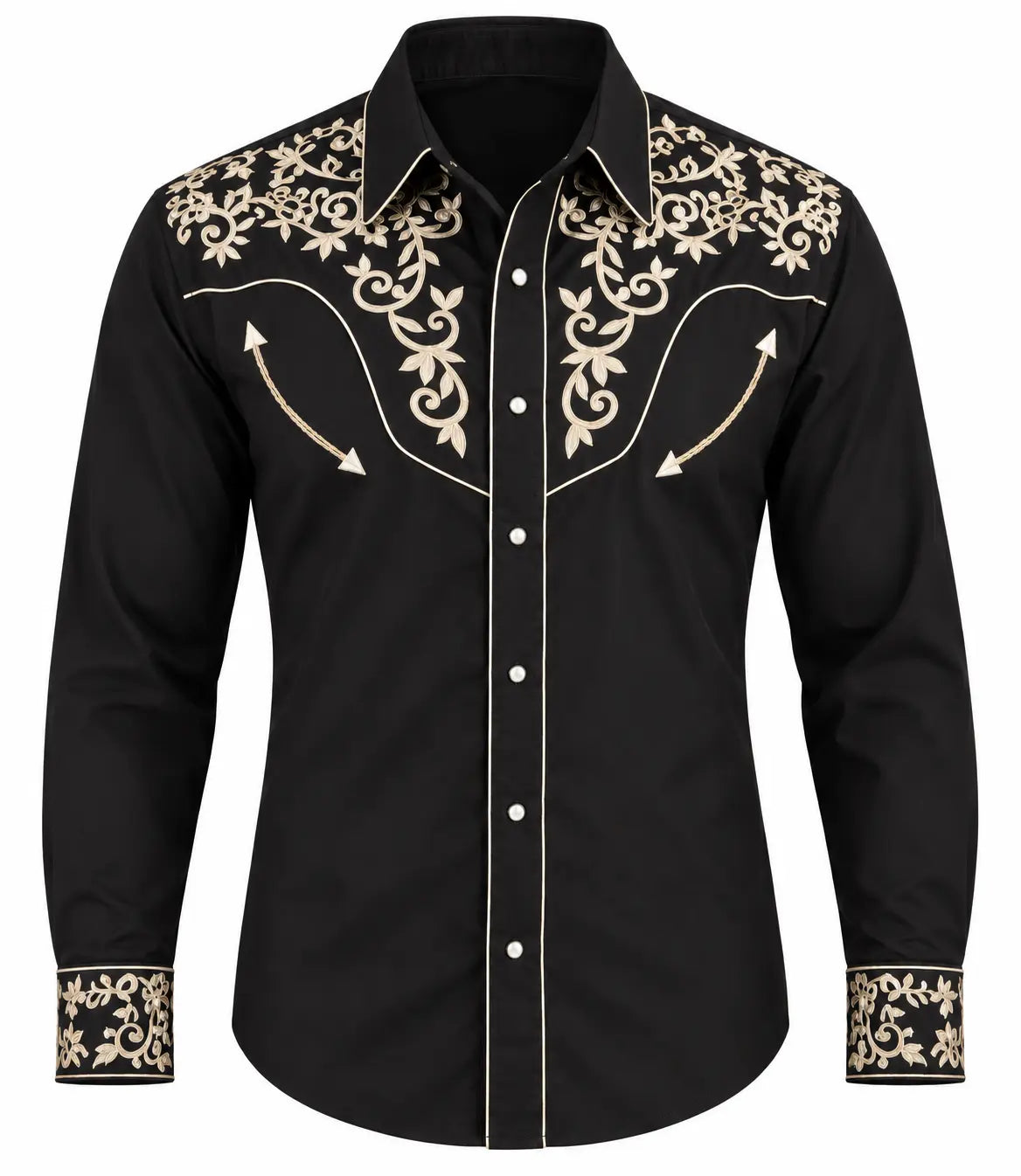 Men’s Black & Cream Embroidered Western Shirt Last Rodeo Western Wear & Hat Bar