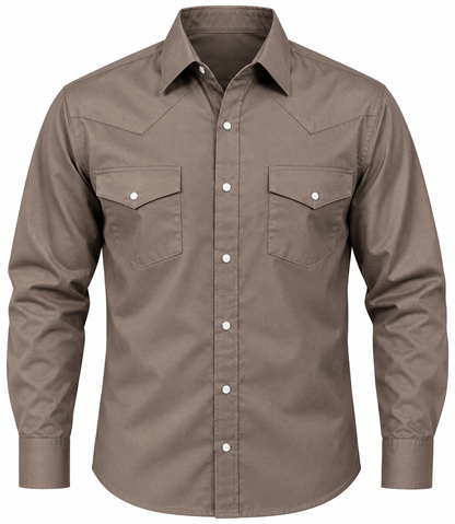 Men’s Dark Brown Western Pearl Snap Shirt – Classic Cowboy Fit Last Rodeo Western Wear & Hat Bar
