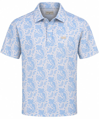 Kimes Ranch Burel Paisley Performance Polo  Blue Kimes Ranch