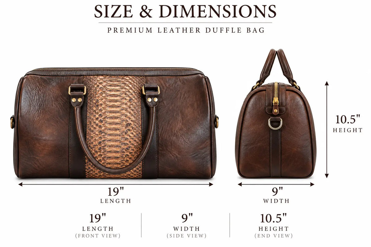 Brown Python Leather Western Duffle Bag – Antique Brass Hardware Last Rodeo Western Wear & Hat Bar