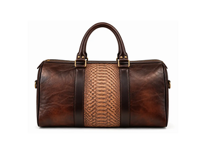 Brown Python Leather Western Duffle Bag – Antique Brass Hardware Last Rodeo Western Wear & Hat Bar