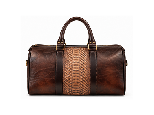 Brown Python Leather Western Duffle Bag – Antique Brass Hardware Last Rodeo Western Wear & Hat Bar
