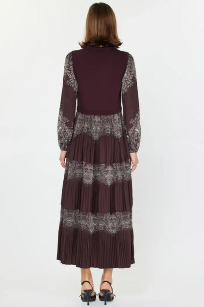 chinese dress ladies Tie Front Round Neck Long Sleeve Maxi Dress main image 0