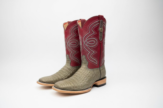 Legacy Exotic Crocodile Cowboy Boots  Square Toe with Crimson Western Shaft