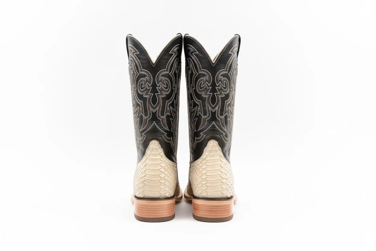 Men’s Desert King Exotic Python Cowboy Boots – Natural Scale Square Toe Last Rodeo Western Wear & Hat Bar