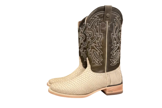 Men’s Desert King Exotic Python Cowboy Boots – Natural Scale Square Toe